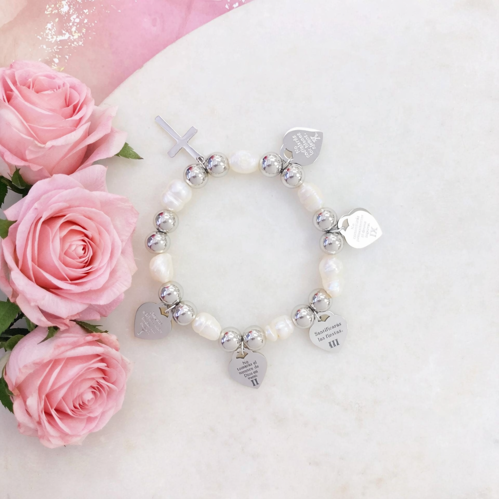 10 mandamientos bracelet silver