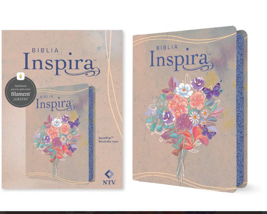 Biblia Inspira NTV con Filament (SentiPiel, Acuarela rosa) (Spanish Edition)