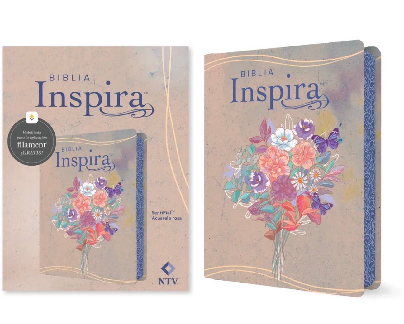 Biblia Inspira NTV con Filament (SentiPiel, Acuarela rosa) (Spanish Edition)