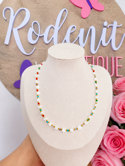 Natural Shell Star Colorful Crystal Handmade Necklace